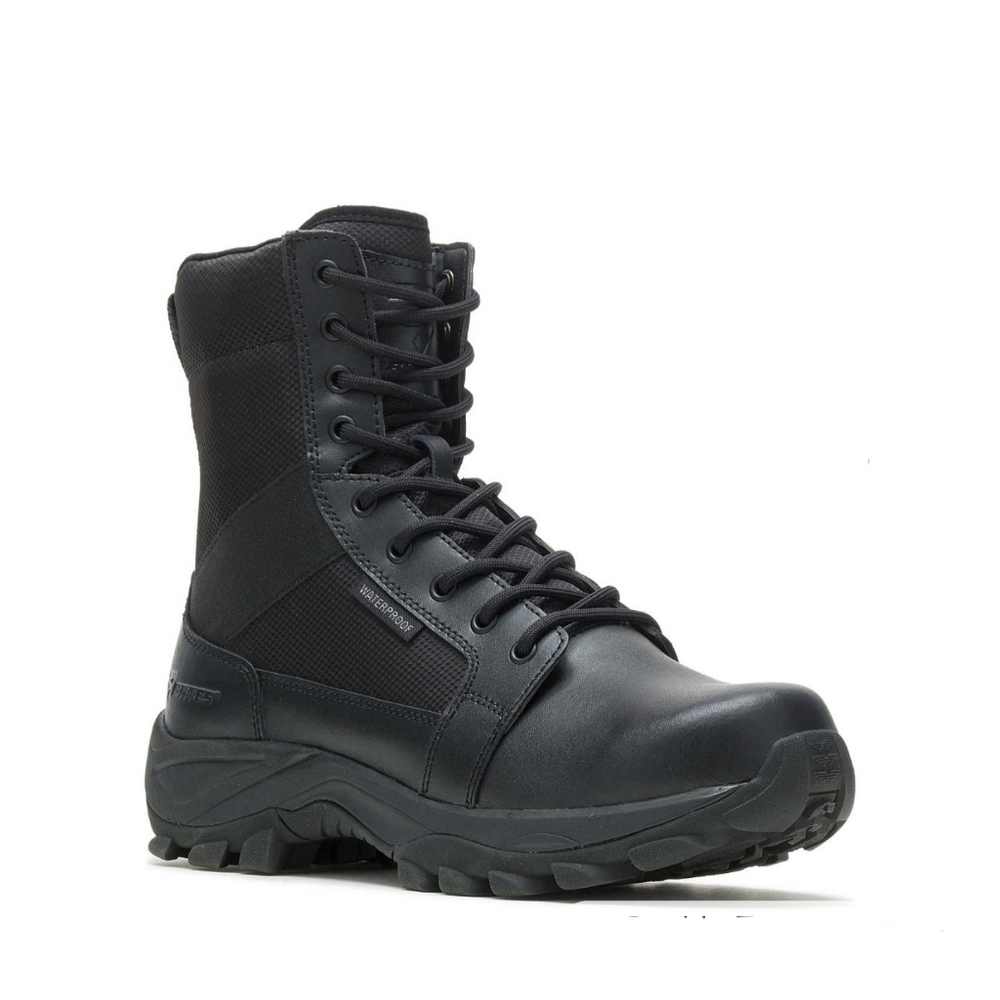 Men's Black Tactical Boots, Bates Fuse Waterproof Boots, Zip Up Boots, Size 8.5